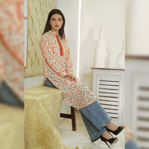 Shoot of a model sitting with kurti and pant