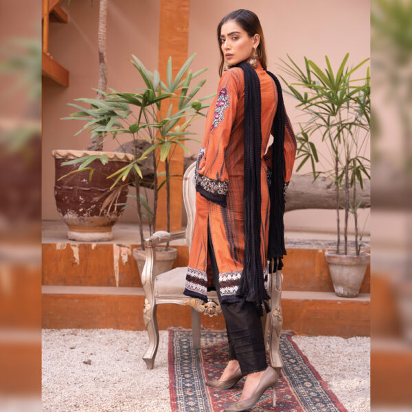 Stitched Embroidered 3Pcs Black Lawn Suit - Image 3