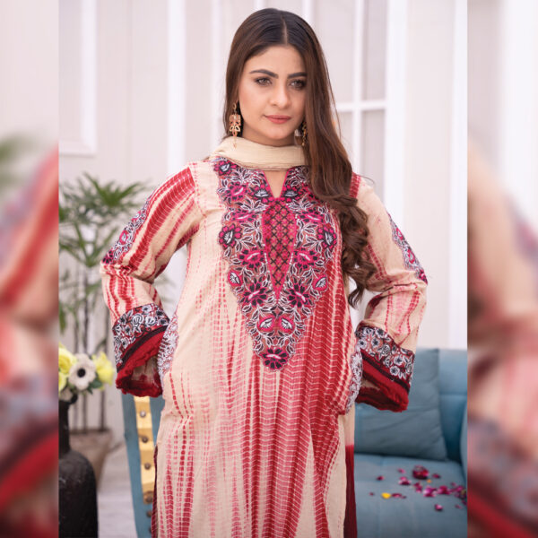 Stitched Embroidered 3Pcs Pruple Lawn Suit