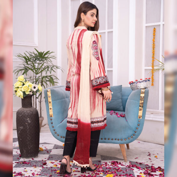 Stitched Embroidered 3Pcs Pruple Lawn Suit - Image 2