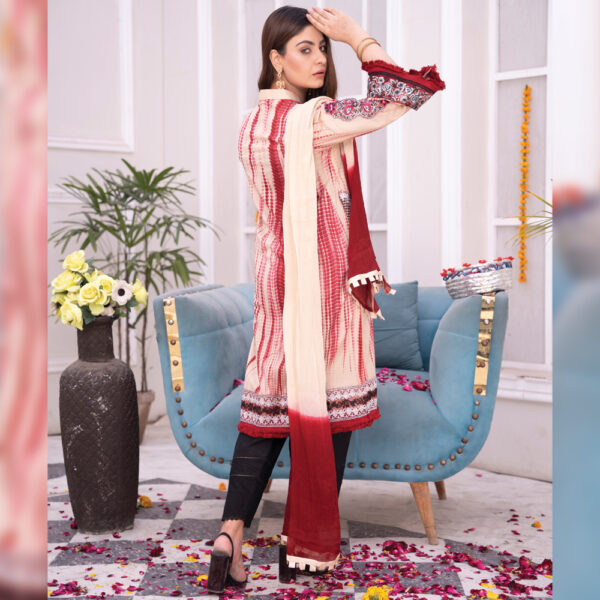 Stitched Embroidered 3Pcs Pruple Lawn Suit - Image 3