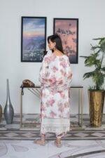 3-Pcs Elegant White Hand-Embroidered Organza Suit - Image 4