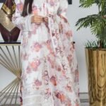 3-Pcs Elegant White Hand-Embroidered Organza Suit