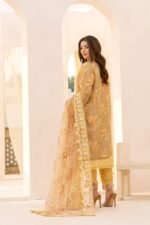 3-Pcs Elegant Mehndi Hand-Embroidered Organza Suit - Image 4