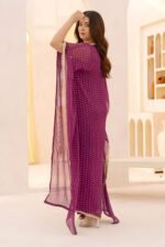 PURPLE FOIL PRINTED CHIFFON KAFTAN - Image 4