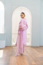 3-Pcs Lilac Hand Embroidered Raw Silk Suit - Image 4
