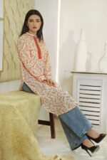 Orange Zipper Karrandi Lawn Shirt - Image 2