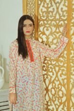 Orange Zipper Karrandi Lawn Shirt