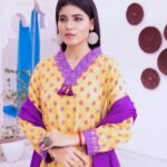 3-Pcs Yellow Paste Printed Kattan Silk Suit