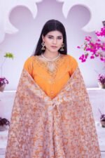3-Pcs Tangerine  Handwork Kattan Silk Suit - Image 3
