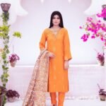 3-Pcs Tangerine  Handwork Kattan Silk Suit
