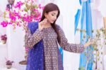 3-pcs Sapphire Blue Kattan Silk Kurta Suit - Image 3