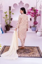 3-Pcs Screen-Printed Beige Lawn Suit - Image 4
