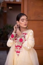 3-Pcs Embroidered Sunny Yellow Lawn Frock - Image 3