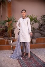 3-Pcs Embroidered Off-white Silver Lawn Suit