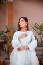 3-Pcs Embroidered Green Lawn Suit - Image 4