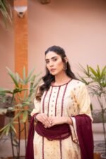 3-Pcs Embroidered Sunny Yellow Lawn Suit - Image 3