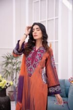 3-Pcs Tie & Dye Beige Lawn Suit - Image 3