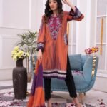 3-Pcs Tie & Dye Beige Lawn Suit