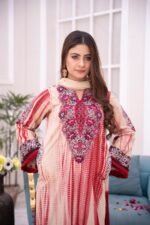 3-Pcs Tie & Dye Purple Lawn Suit - Image 2