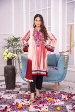 3-Pcs Tie & Dye Purple Lawn Suit