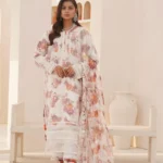 3-Pcs Elegant White Hand-Embroidered Organza Suit