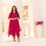 3 Pcs Magenta Hand Work Chiffon Shalwar Kameez