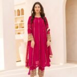 3 Pcs Magenta Hand Work Chiffon Shalwar Kameez