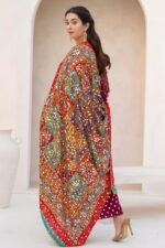 Hand-Painted Viscose Sindhi Shawl Adorned With Intricate Mirror Work