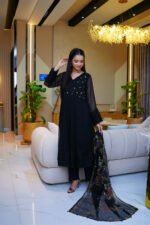 3-Pcs Black Sequin Motif Georgette Chiffon - Image 5
