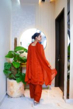3-Pcs Rust Hand-Embroidered Chiffon - Image 5