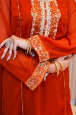 3-Pcs Rust Hand-Embroidered Chiffon - Image 9
