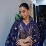 3 pcs dark blue frock style shirt silk suit
